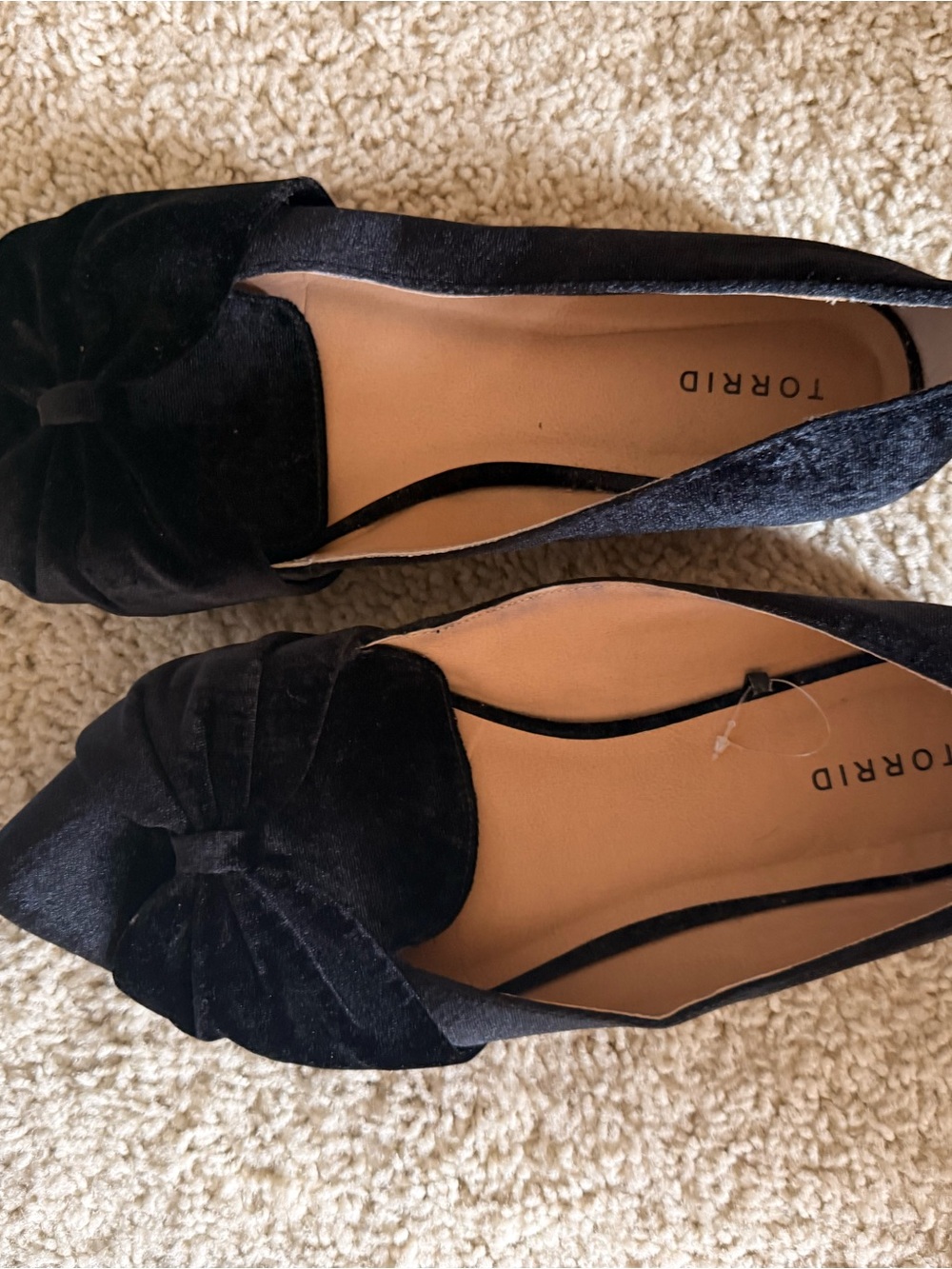 torrid Black Velvet Pointed-Toe Flats with Knotted Bow wide width